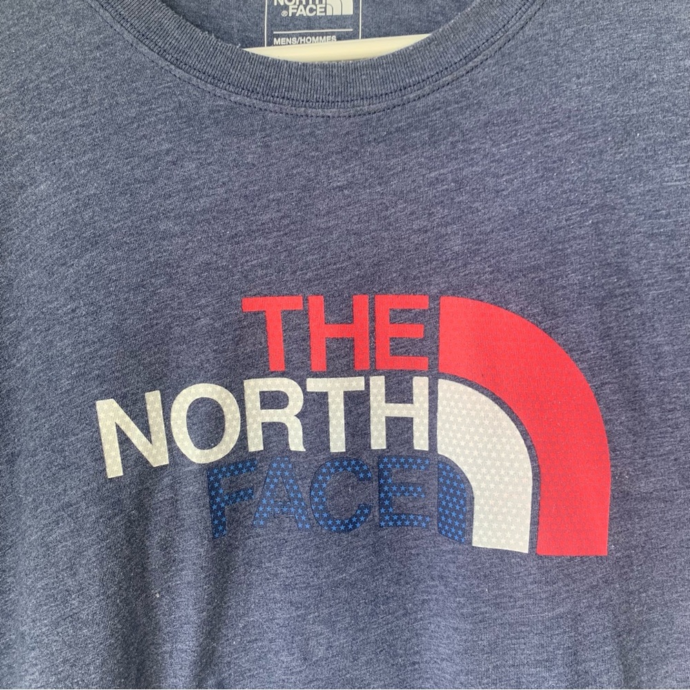 The North Face (XL)Blue Tee with Red, White & Blue Flag Design